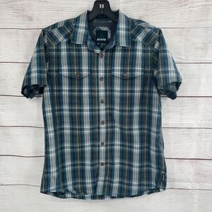 Prana Plaid Button Up Shirt Medium Short Sleeve Outdoor Casual‎ Hiking